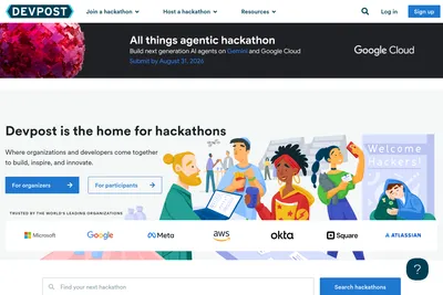 Screenshot of the Devpost homepage