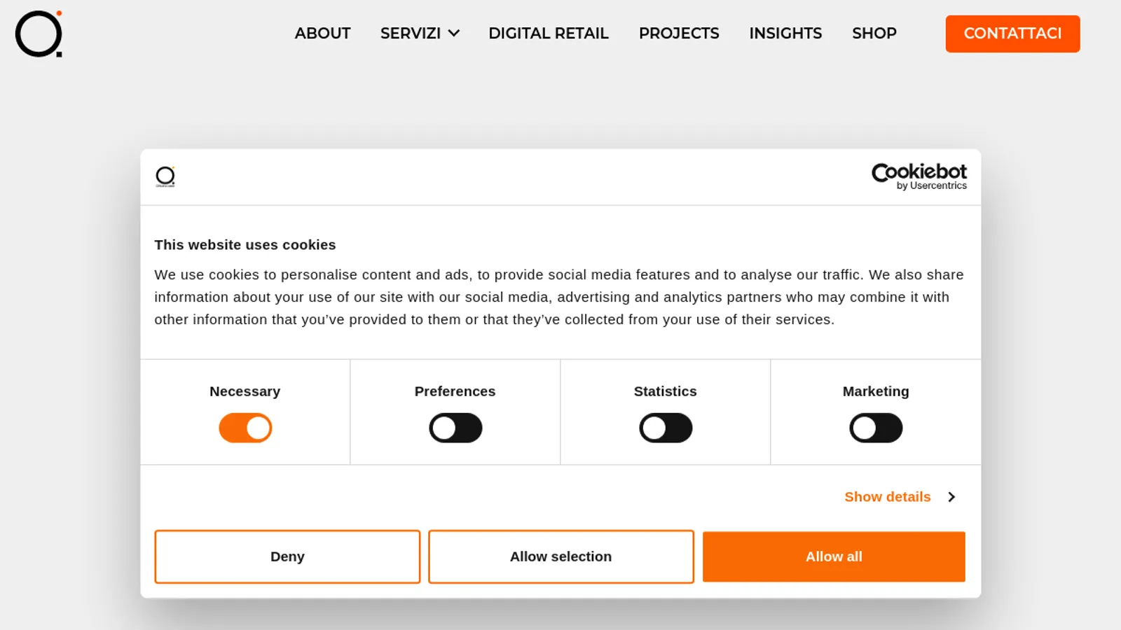 Screenshot of the Officina Idee homepage