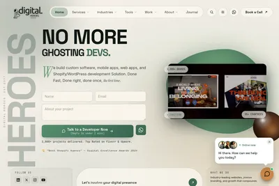 Screenshot of the Digital Heroes homepage