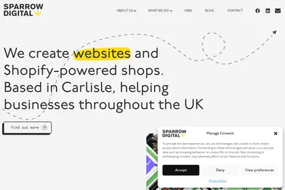 Screenshot of the Sparrow Digital homepage