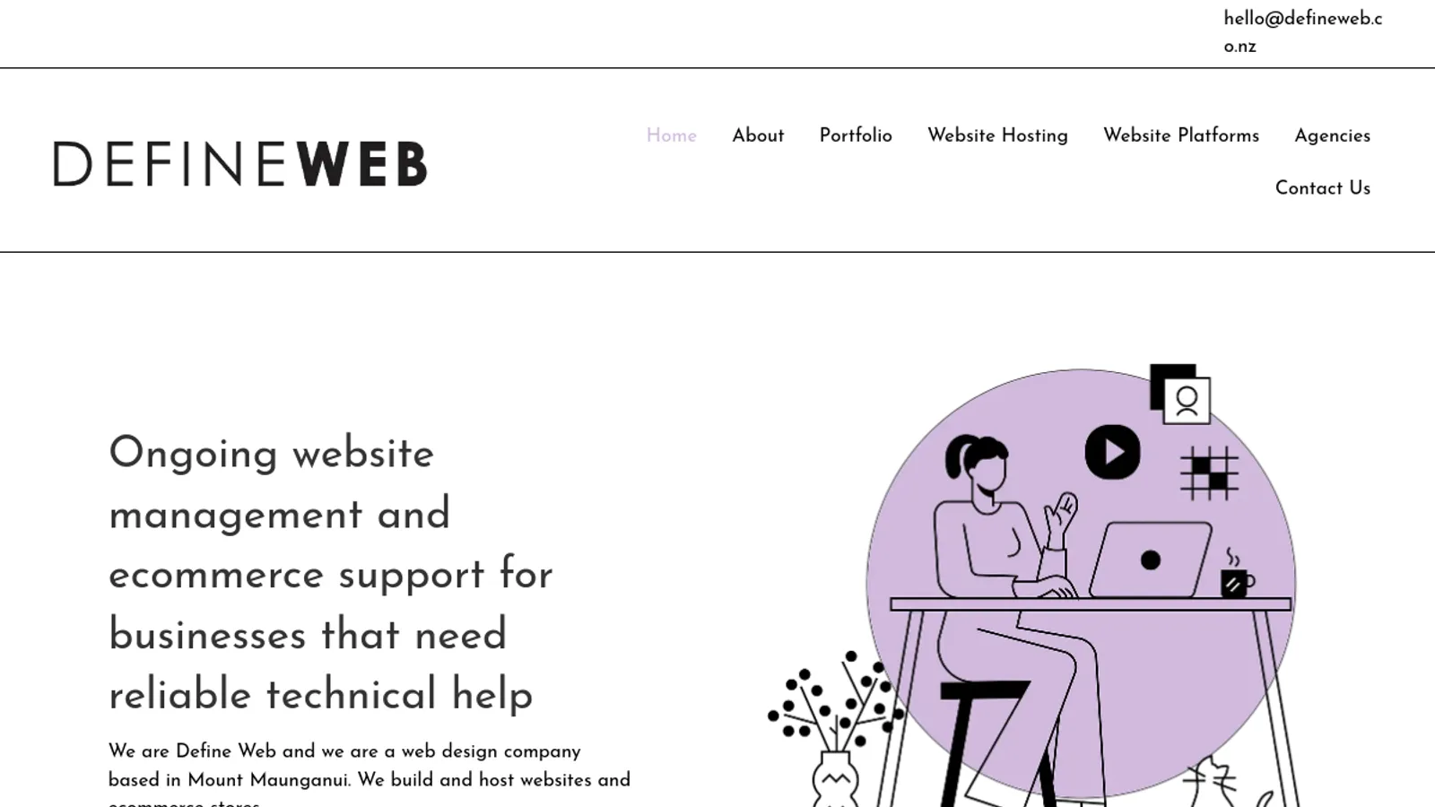 Screenshot of the Define Web homepage
