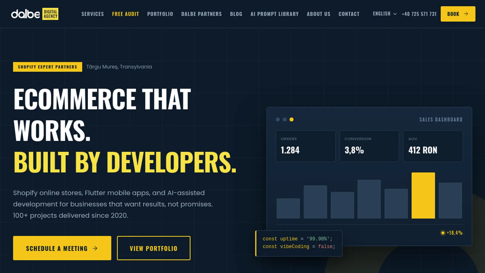 Screenshot of the Dalbe Digital Agency by PMITDALBE SRL homepage