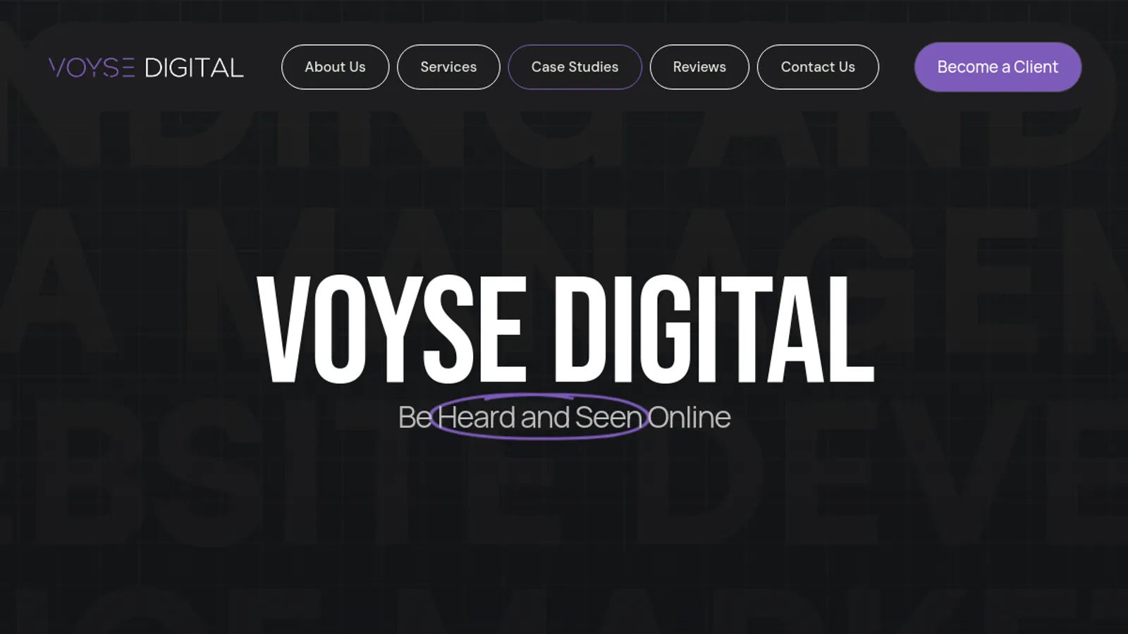 Screenshot of the Voyse Digital homepage