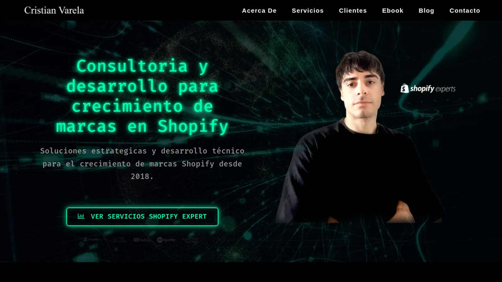 Screenshot of the Cristian Varela homepage