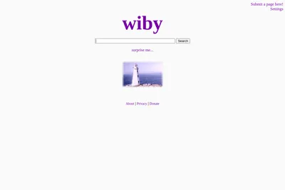 Screenshot of the Wiby homepage