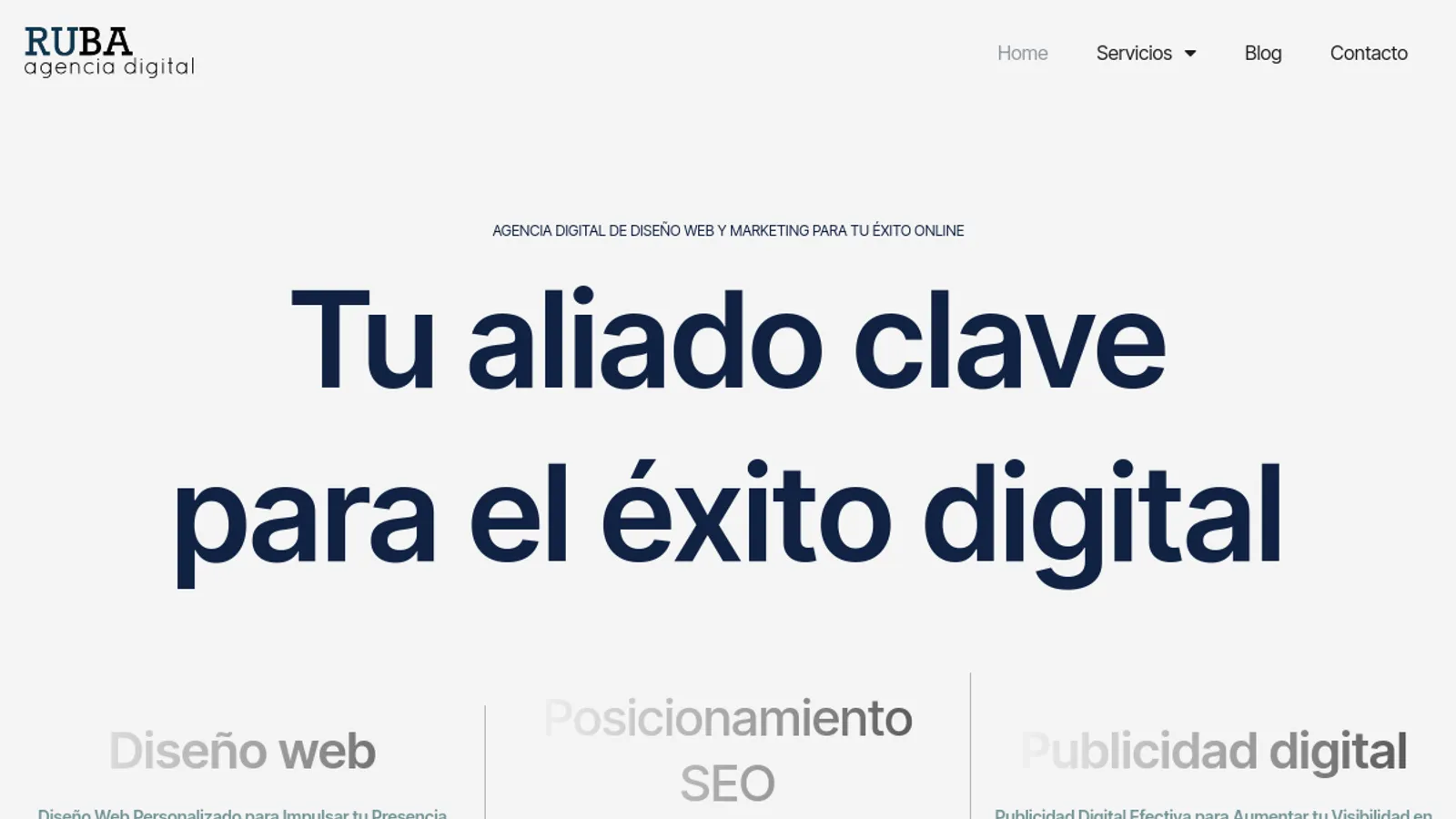 Screenshot of the RUBA homepage
