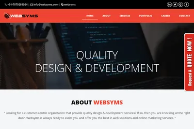 Screenshot of the Websyms IT Solutions homepage
