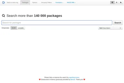 Screenshot of the NixOS Packages homepage