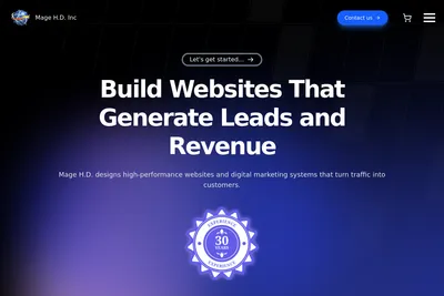 Screenshot of the Mage H.D. Inc. homepage