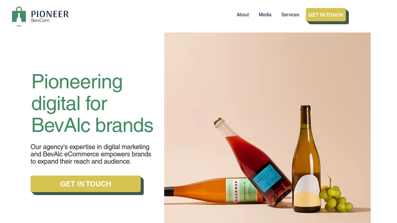 Screenshot of the Pioneer BevCom homepage