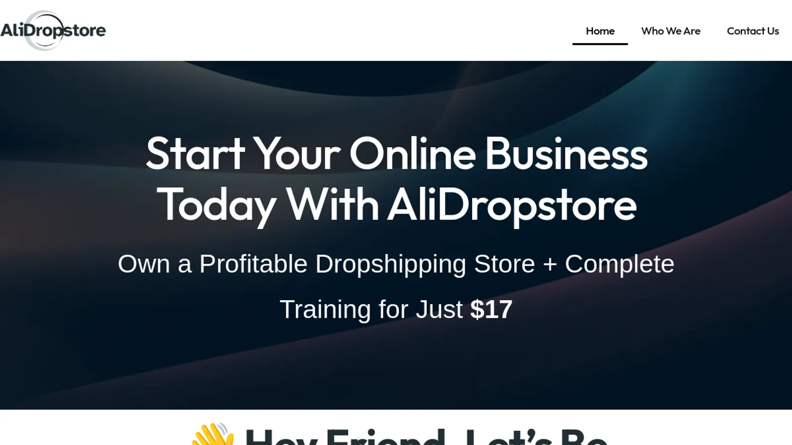Screenshot of the AliDrop Store homepage