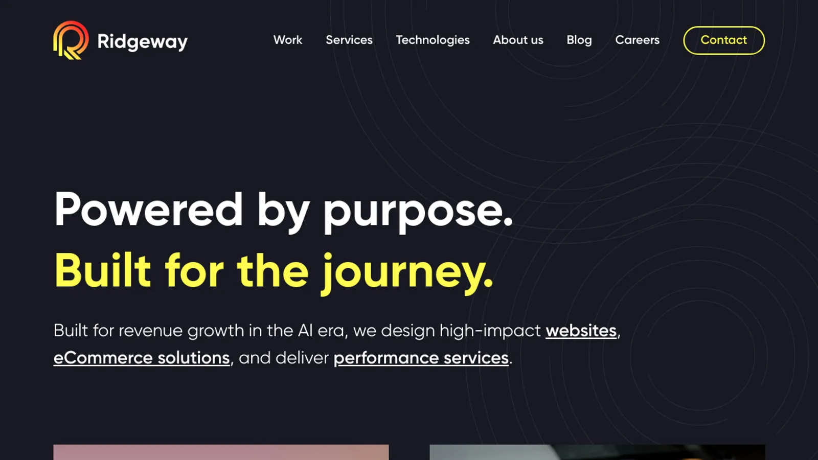 Screenshot of the Ridgeway homepage
