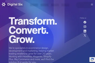Screenshot of the Digital Six homepage