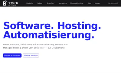 Screenshot of the Becker Software homepage