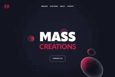 Screenshot of the Mass Creations homepage