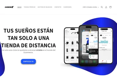 Screenshot of the Clickboom homepage