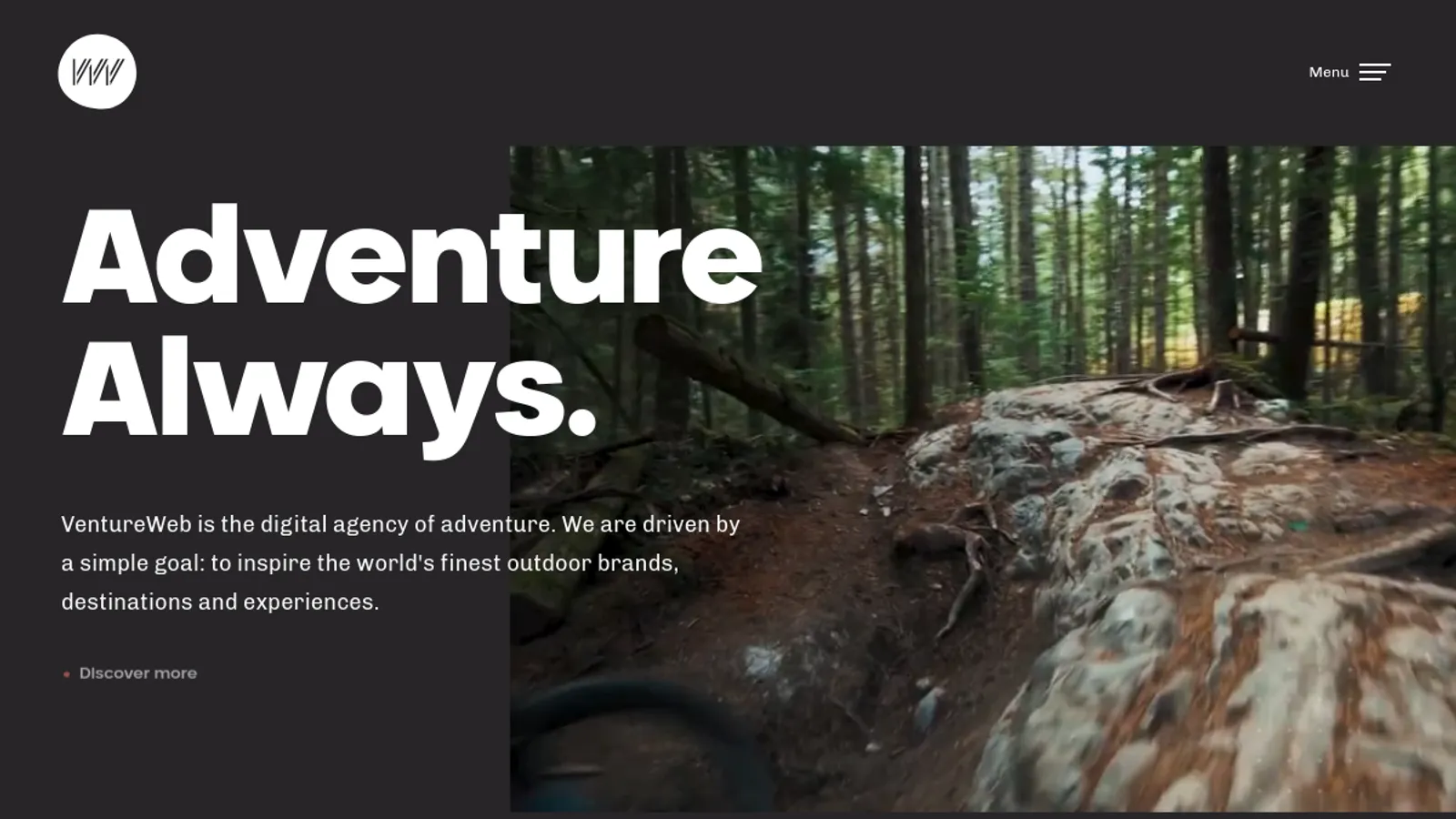 Screenshot of the VentureWeb homepage