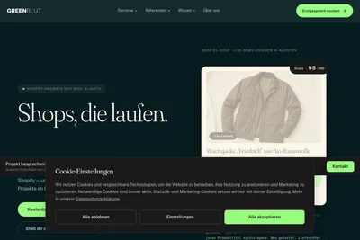 Screenshot of the Greenblut GmbH homepage