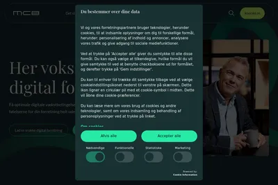 Screenshot of the MCB homepage