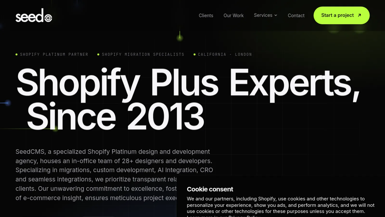 Screenshot of the SeedCMS homepage