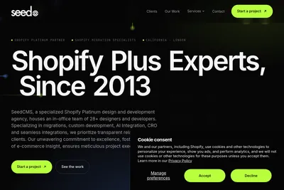 Screenshot of the SeedCMS homepage