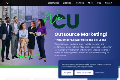 Screenshot of the Vibrant Brands homepage