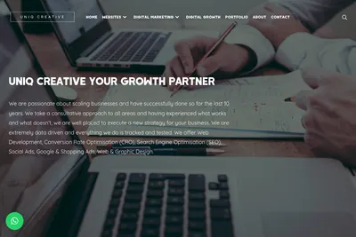 Screenshot of the Uniq Creative homepage