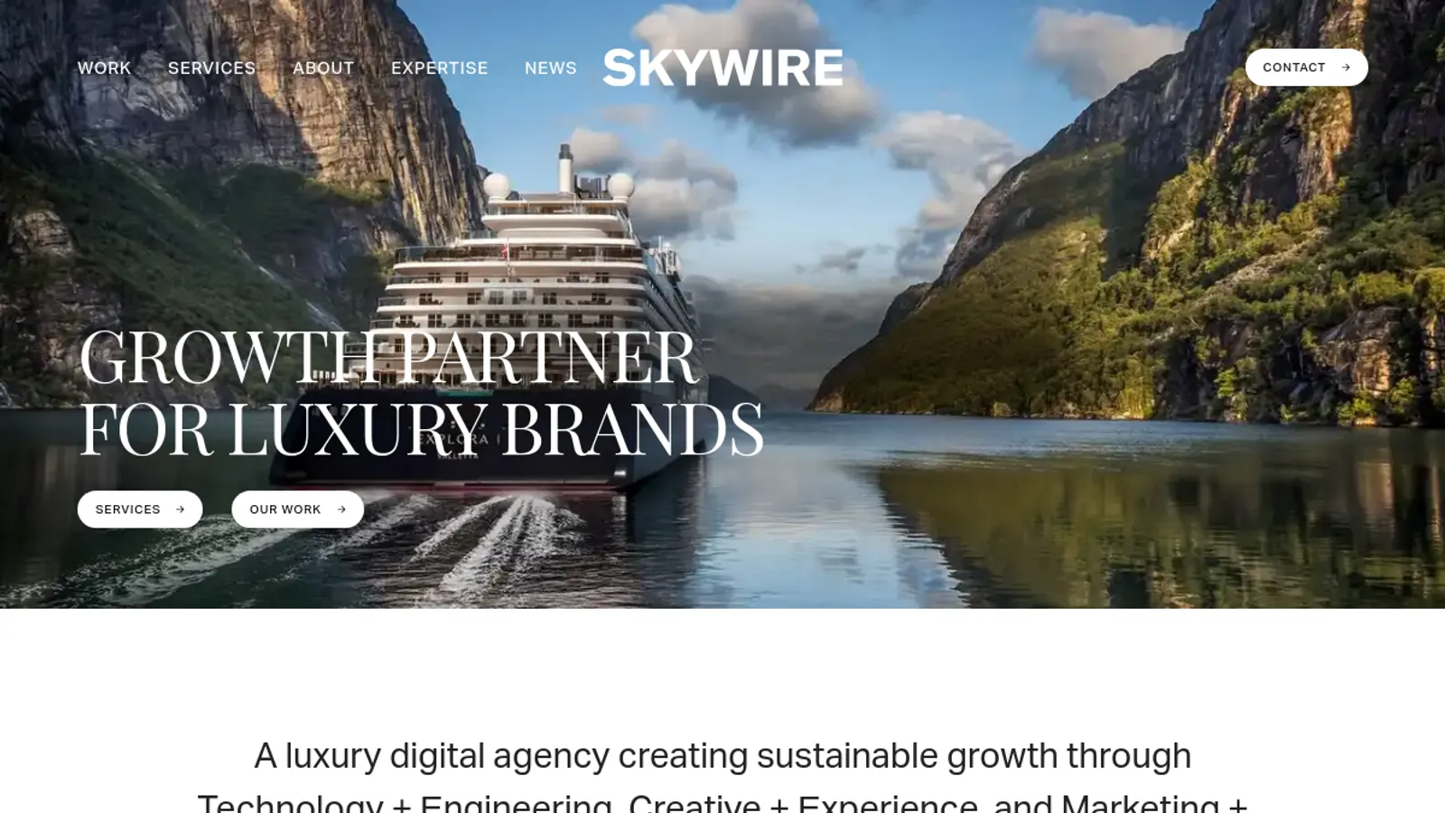 Screenshot of the Skywire homepage