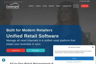 Screenshot of the Celerant homepage