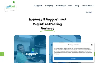 Screenshot of the Twin Oaks Technology homepage