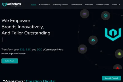 Screenshot of the Webiators Technologies homepage