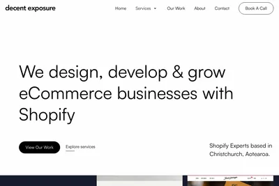 Screenshot of the Decent Exposure homepage