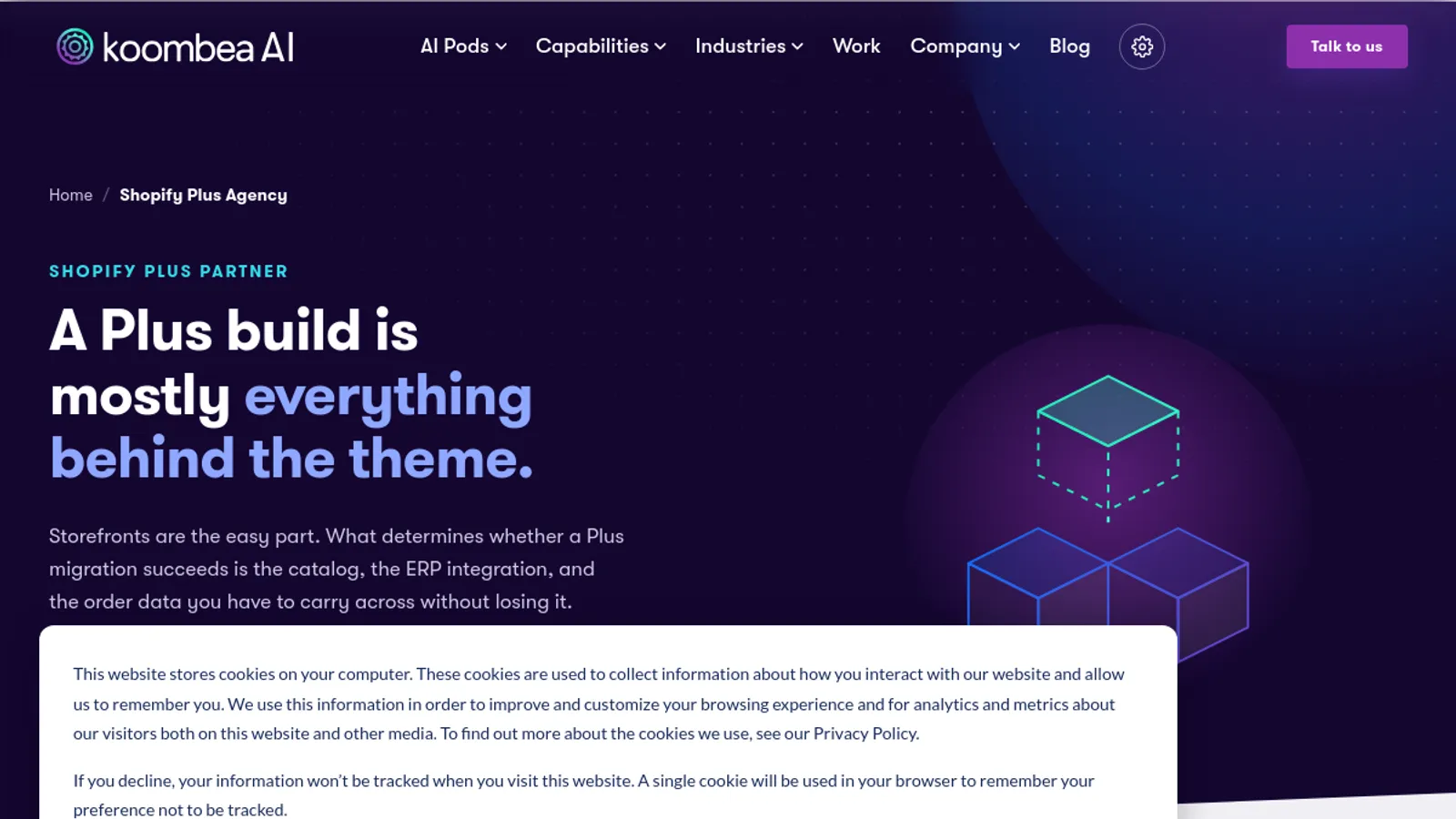 Screenshot of the Koombea Inc. homepage