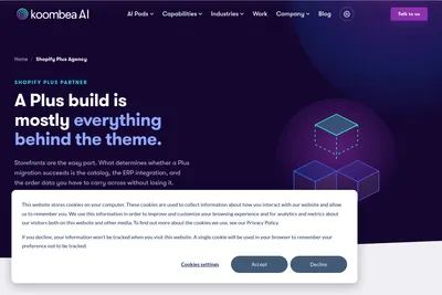 Screenshot of the Koombea Inc. homepage