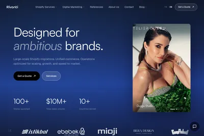 Screenshot of the Rivanti homepage