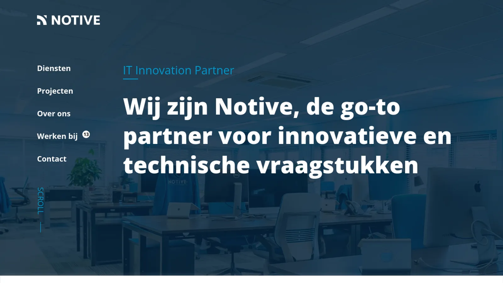 Screenshot of the Notive homepage