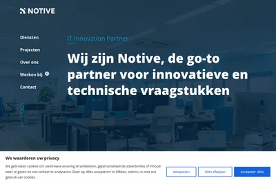 Screenshot of the Notive homepage