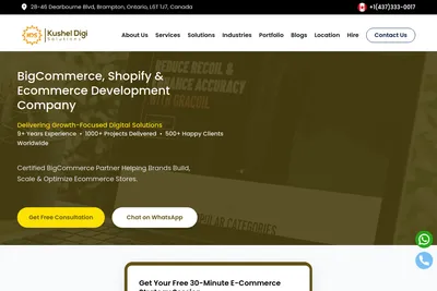 Screenshot of the Kushel Digi Solutions homepage