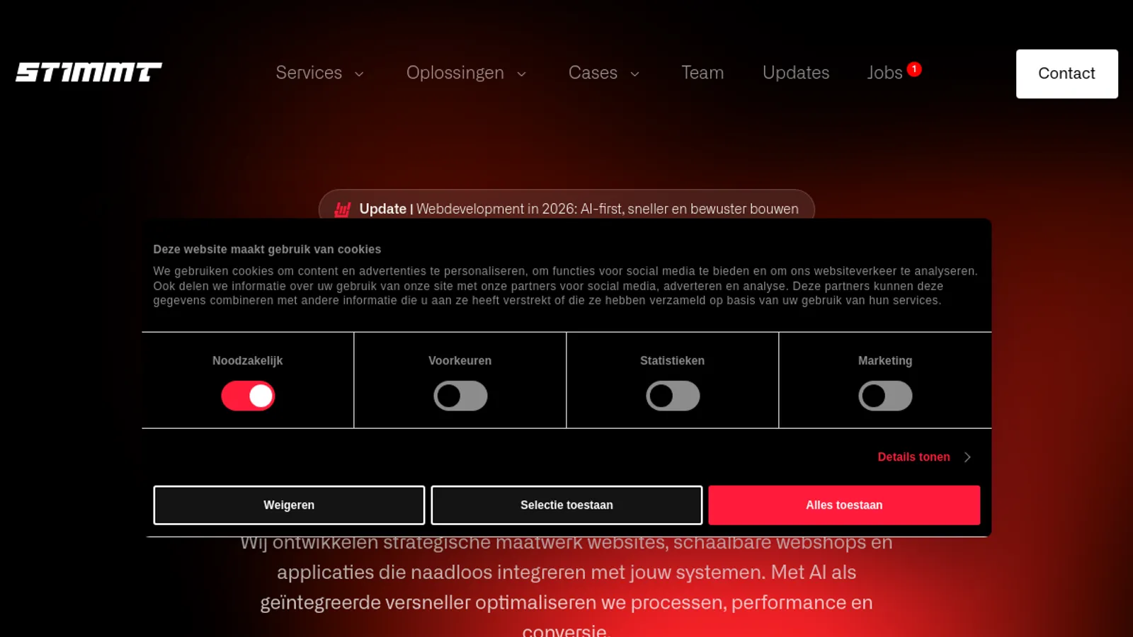 Screenshot of the Stimmt Digital B.V. homepage