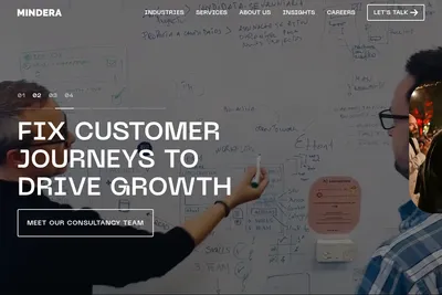 Screenshot of the Mindera homepage