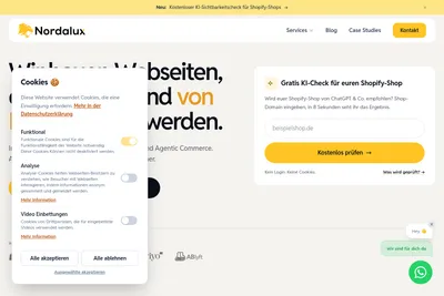 Screenshot of the Nordalux homepage