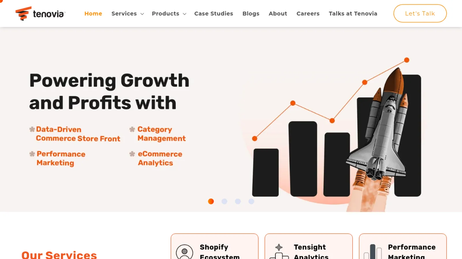 Screenshot of the Tenovia Solutions Pvt. Ltd homepage
