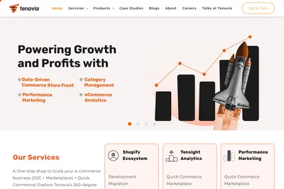 Screenshot of the Tenovia Solutions Pvt. Ltd homepage