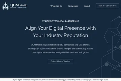 Screenshot of the QCM Media homepage