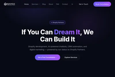 Screenshot of the Responsive Web Solutions LLC homepage