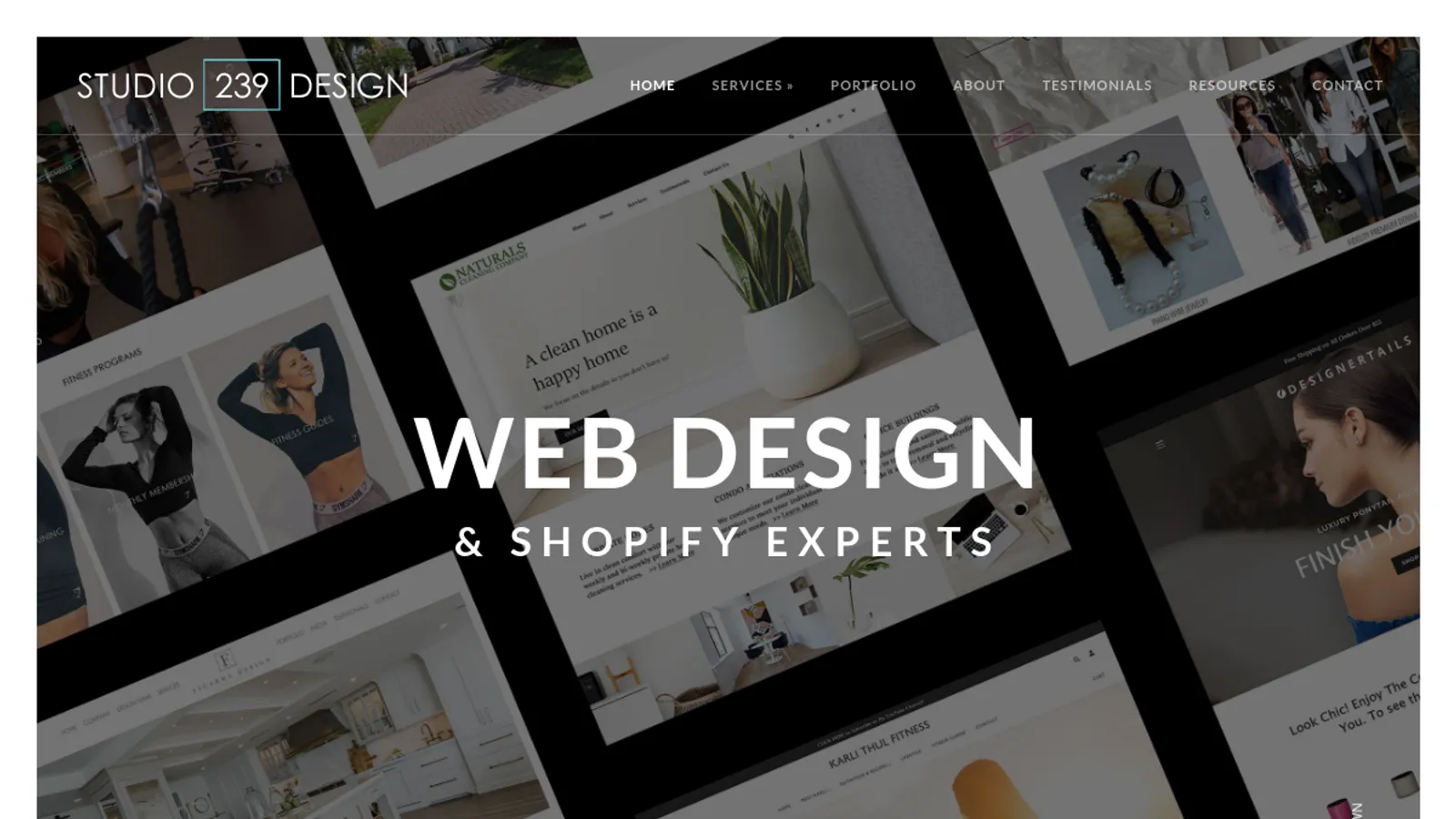 Screenshot of the Studio 239 Design | US-Based, No Outsourcing. Setup, Build, Redesign, Customization, Apps, Maintenance homepage