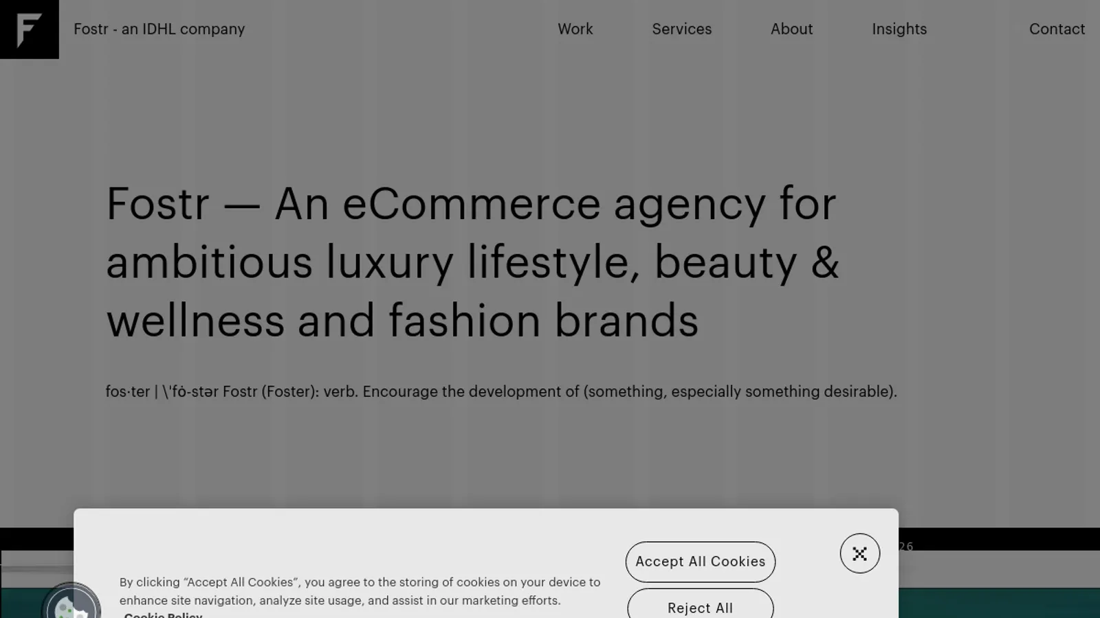 Screenshot of the Fostr homepage