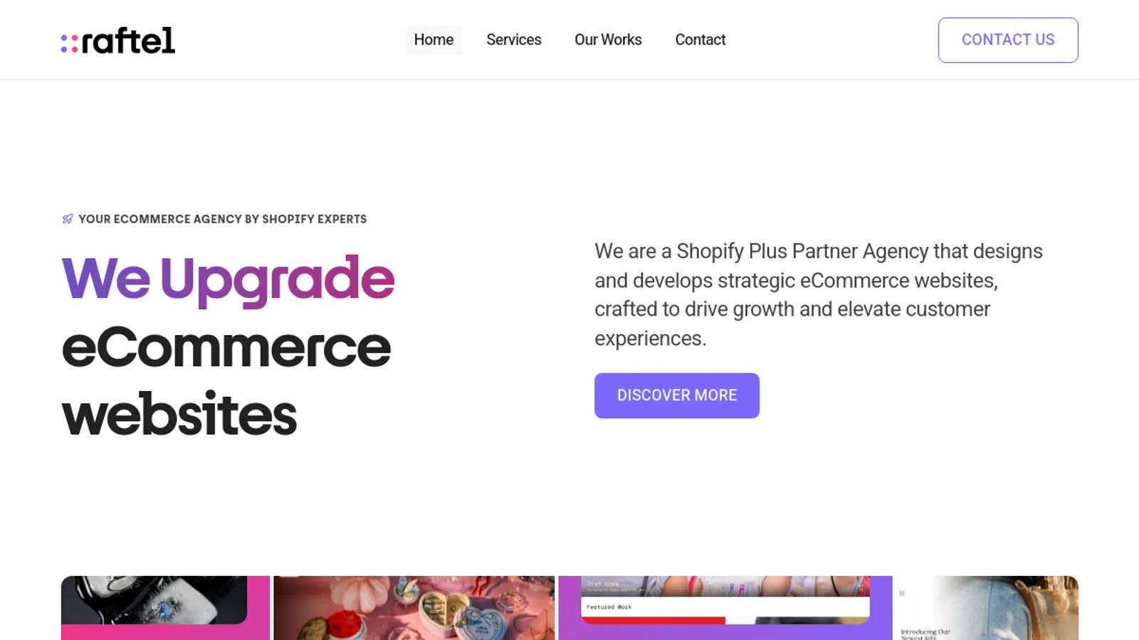 Screenshot of the Raftel Tech homepage