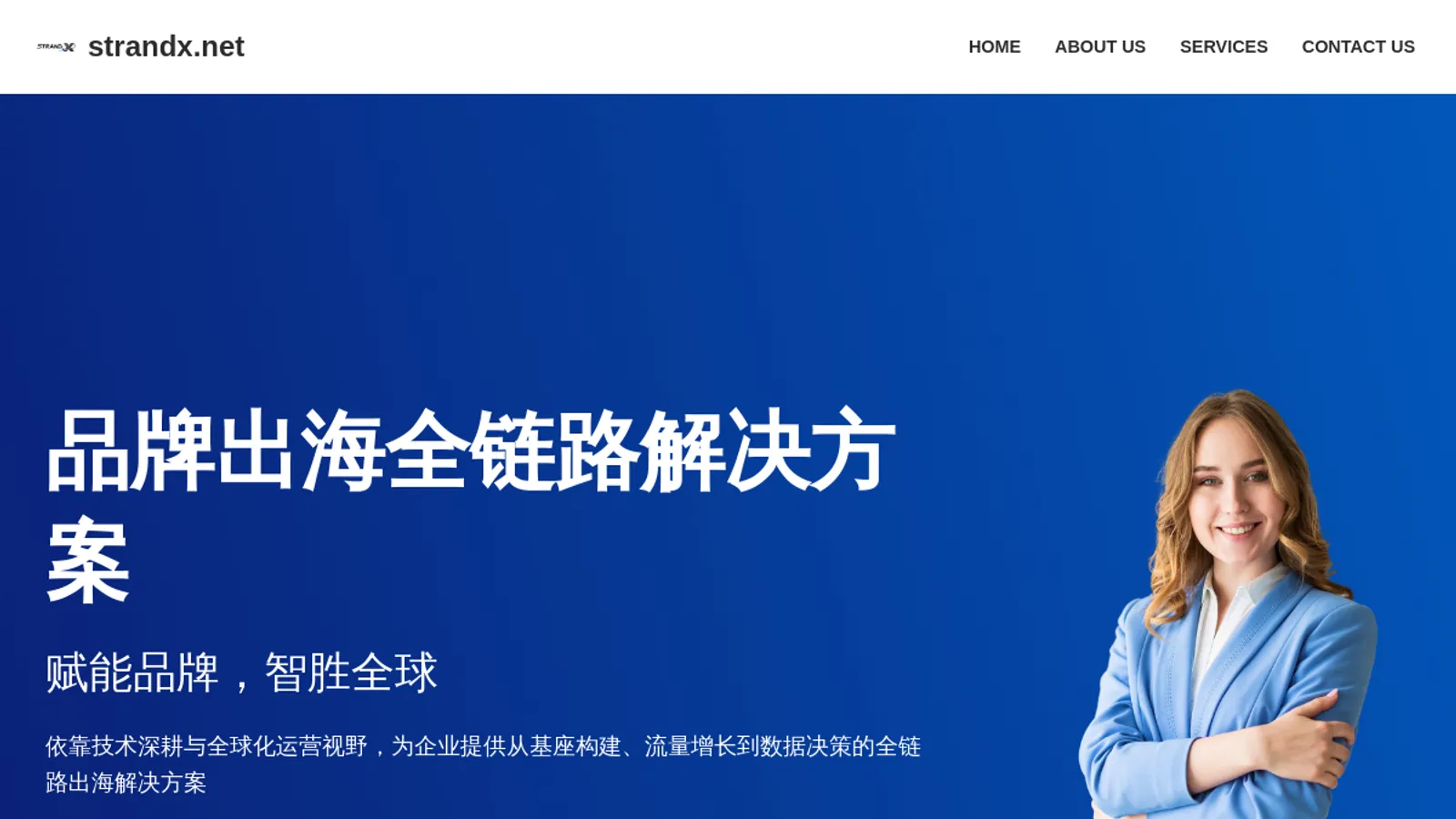 Screenshot of the Strand X homepage