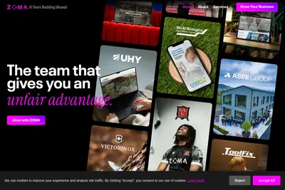 Screenshot of the ZOMA Brand Agency homepage